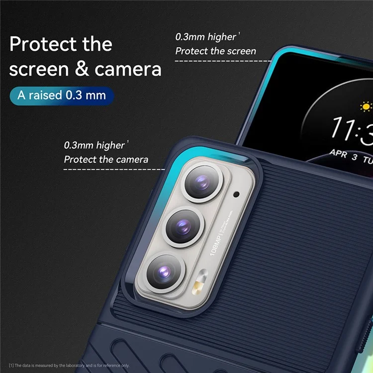Thunder Series Twill Design Soft TPU Mobile Phone Back Case Cover for Motorola Edge 20 - Blue