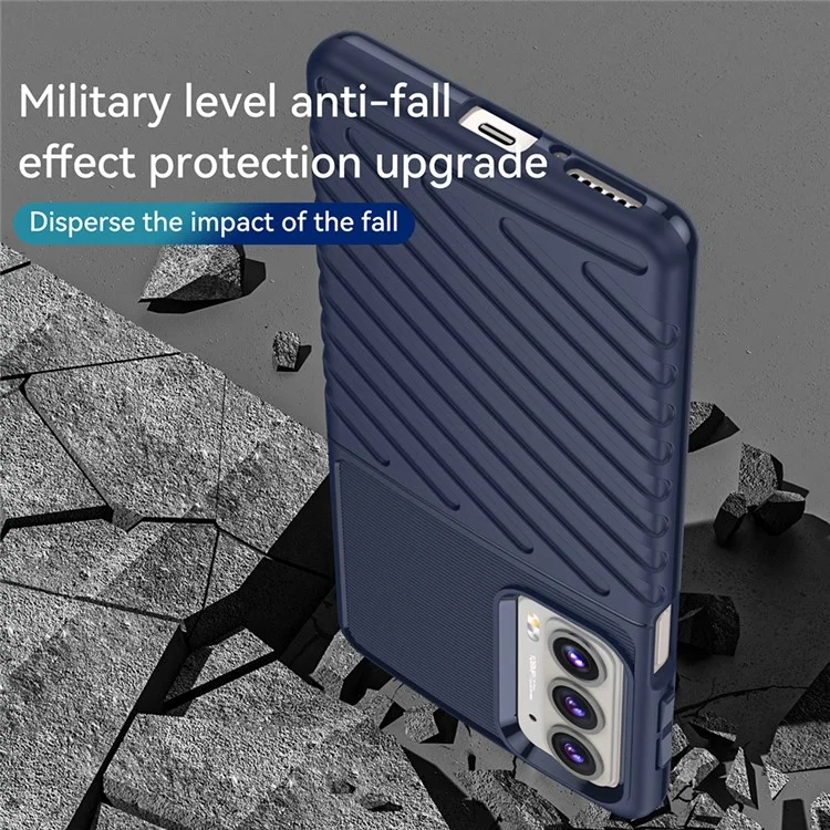 Thunder Series Twill Design Soft TPU Mobile Phone Back Case Cover for Motorola Edge 20 - Blue