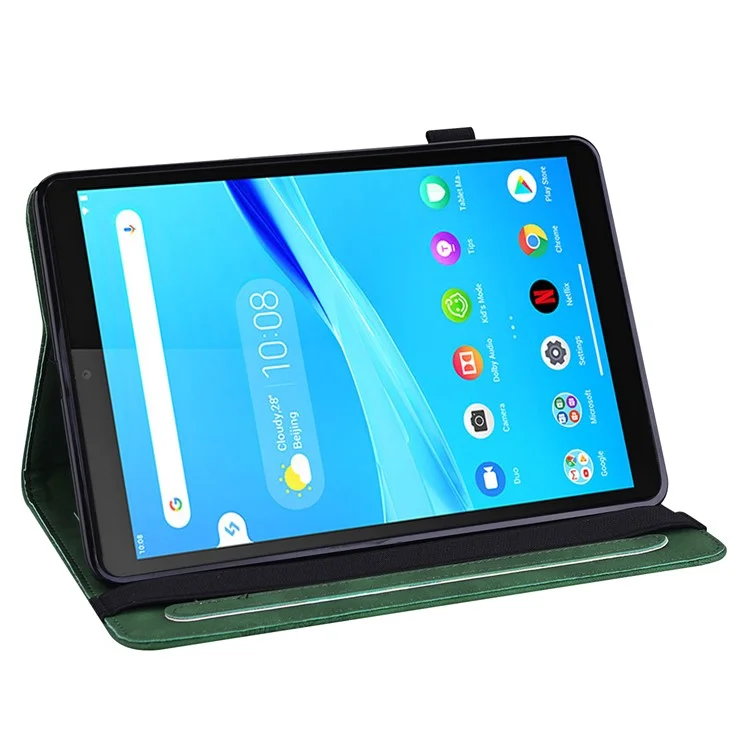 Modèle de Papillon Impression de Folio Stand PU Cuir de Protection en Cuir Avec Emplacements de Carte et Bande Élastique Pour Lenovo Tab P11 / P11 5G 11 Pouces TB-J606F / J606X - Vert
