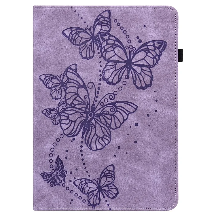 Butterflies Imprinted Elastic Strap Well-Protected Anti-Drop Tablet Case with Stand for Lenovo Tab M8/M8 (2nd Gen) TB-8505/TB-8705/TB-8506 -  Purple