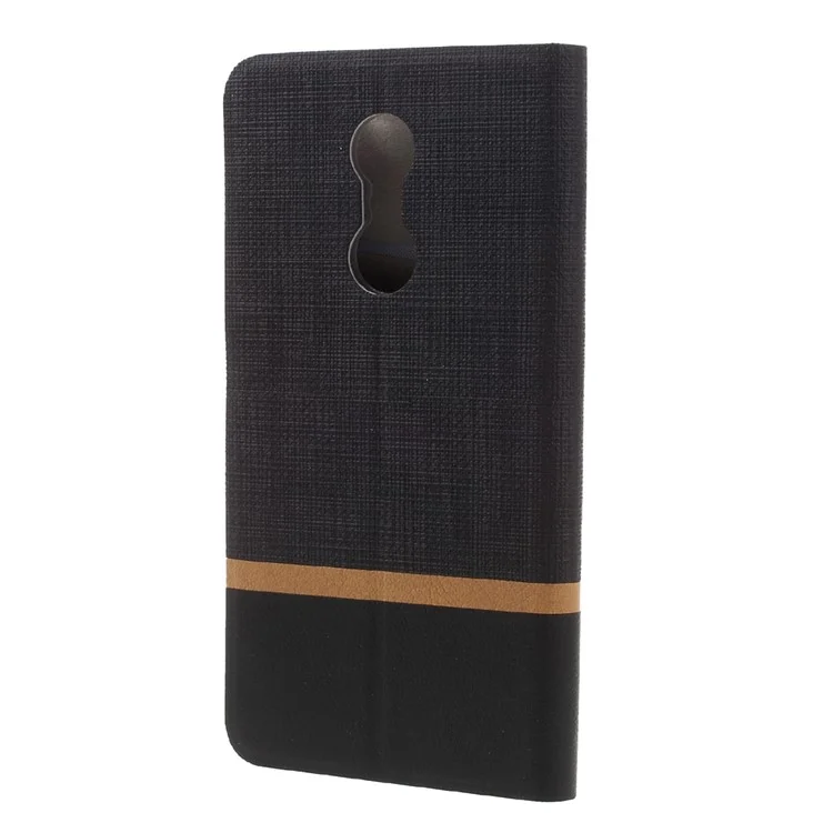 Cross Texture Leather Card Holder Case for Lenovo K6 Note with Steel Sheet - Black