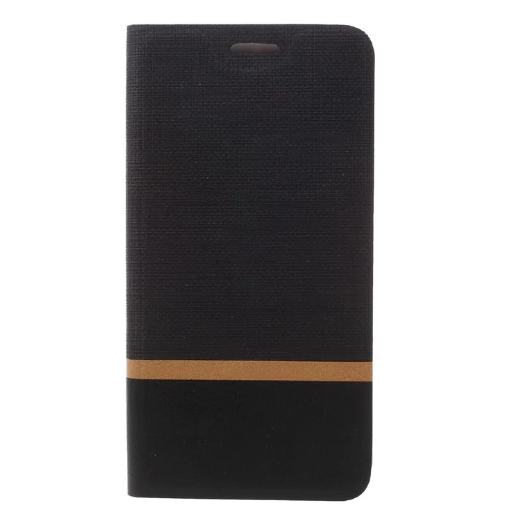 Cross Texture Leather Card Holder Case for Lenovo K6 Note with Steel Sheet - Black
