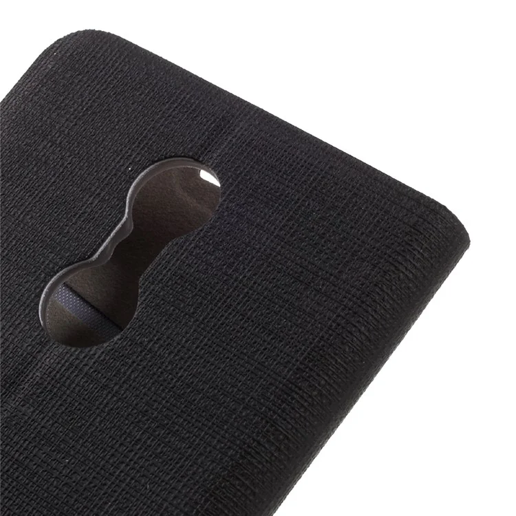Cross Texture Leather Card Holder Case for Lenovo K6 Note with Steel Sheet - Black