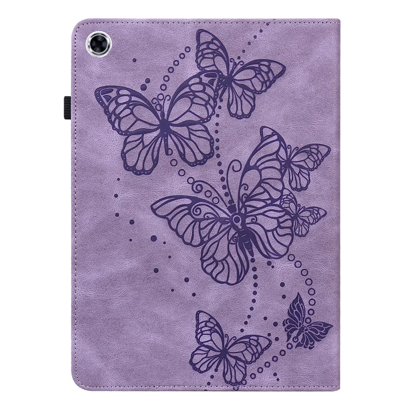 Modèle de Papillon Imprimé pu Leather Folio Stand Avec Porte-cartes et Bande Élastique Pour Lenovo Tab M10 HD Gen 2 TB-X306X - Violet