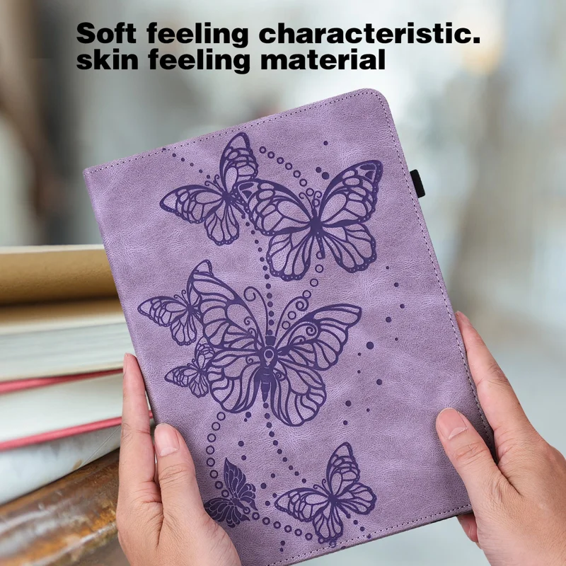 Étui folio en cuir PU à motif de papillon imprimé avec porte-cartes et bande élastique pour Lenovo Tab M10 HD Gen 2 TB-X306X - Violet