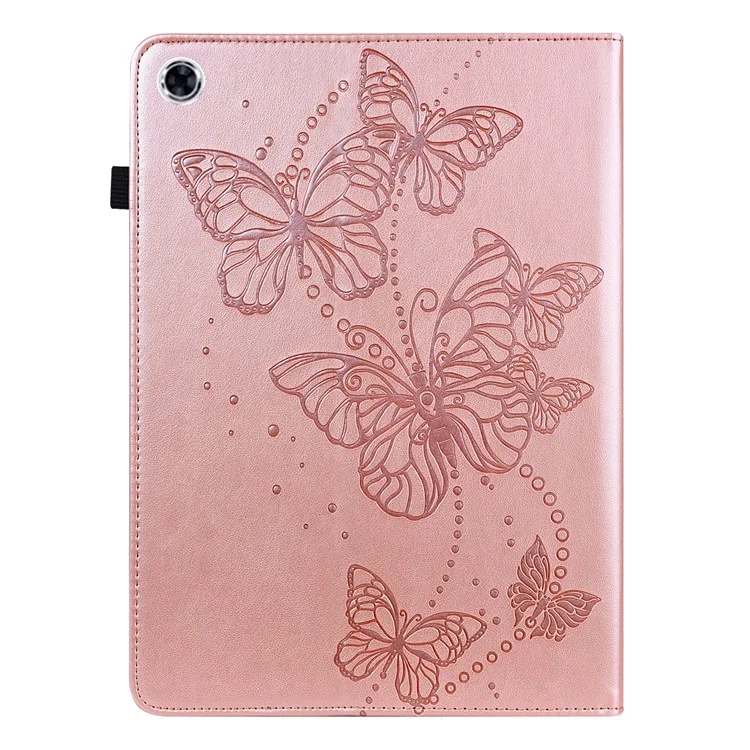 Gedruckter Schmetterlingsmuster PU Leder Folio Stand Hülle Mit Kartenhaltern Und Gummiband Für Lenovo Tab M10 HD Gen 2 TB-X306X - Roségold
