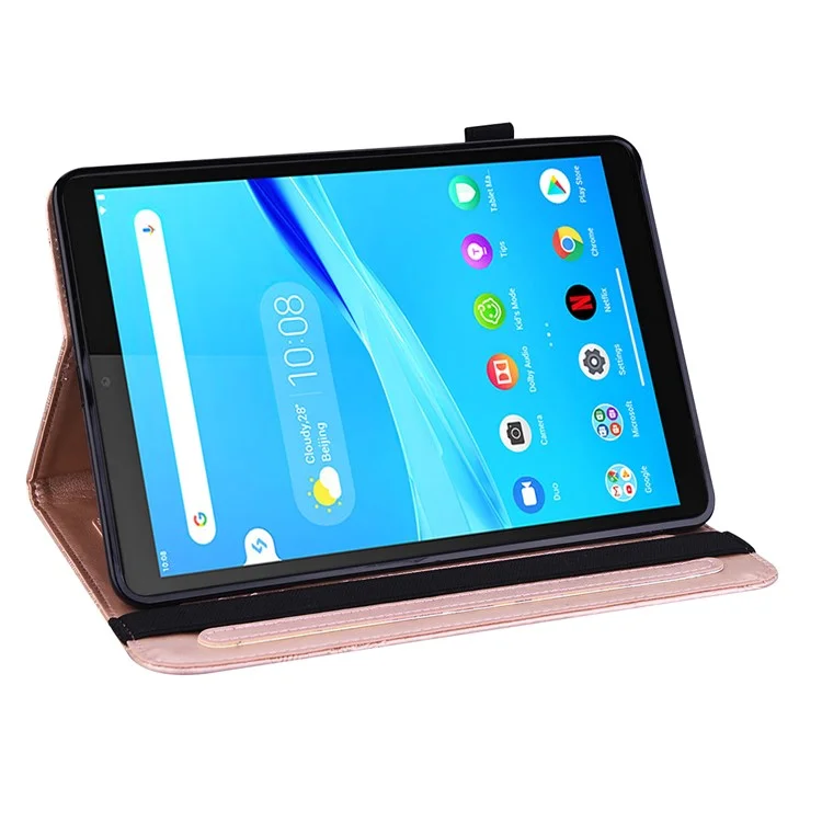 Gedruckter Schmetterlingsmuster PU Leder Folio Stand Hülle Mit Kartenhaltern Und Gummiband Für Lenovo Tab M10 HD Gen 2 TB-X306X - Roségold