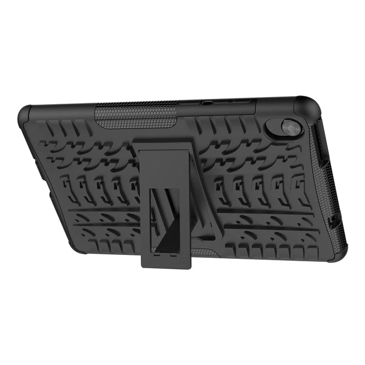 Tire Texture Hard PC Back Soft TPU Rugged Protective Phone Case with Kickstand for Lenovo Tab M8 (HD) 8505 / Tab M8 (3rd Gen) 8506 - Black