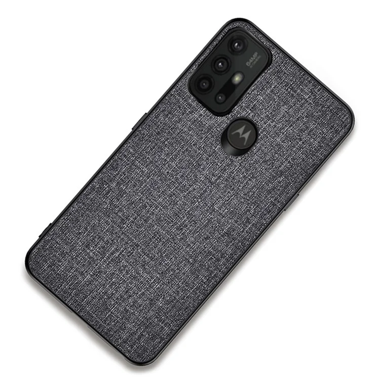 TPU Com Revestimento de Pano Bem Protegido + PC Para Celular Híbrido Case Shell Para Motorola Moto G30 - Cinza