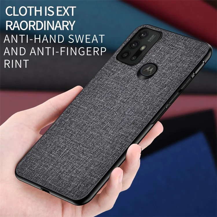 TPU Com Revestimento de Pano Bem Protegido + PC Para Celular Híbrido Case Shell Para Motorola Moto G30 - Cinza