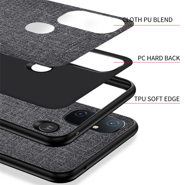 TPU Com Revestimento de Pano Bem Protegido + PC Para Celular Híbrido Case Shell Para Motorola Moto G30 - Cinza