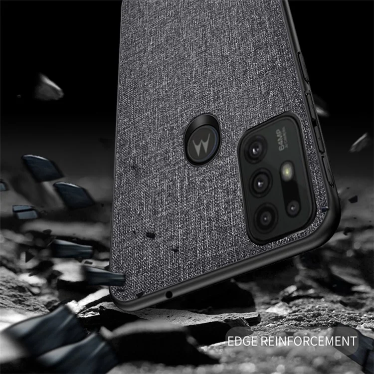 TPU Com Revestimento de Pano Bem Protegido + PC Para Celular Híbrido Case Shell Para Motorola Moto G30 - Cinza
