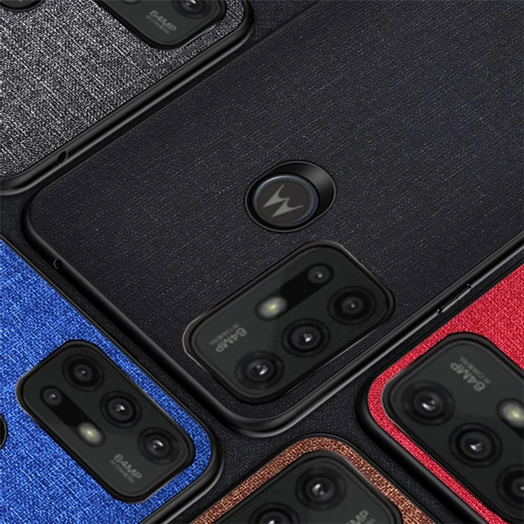 TPU Com Revestimento de Pano Bem Protegido + PC Para Celular Híbrido Case Shell Para Motorola Moto G30 - Cinza