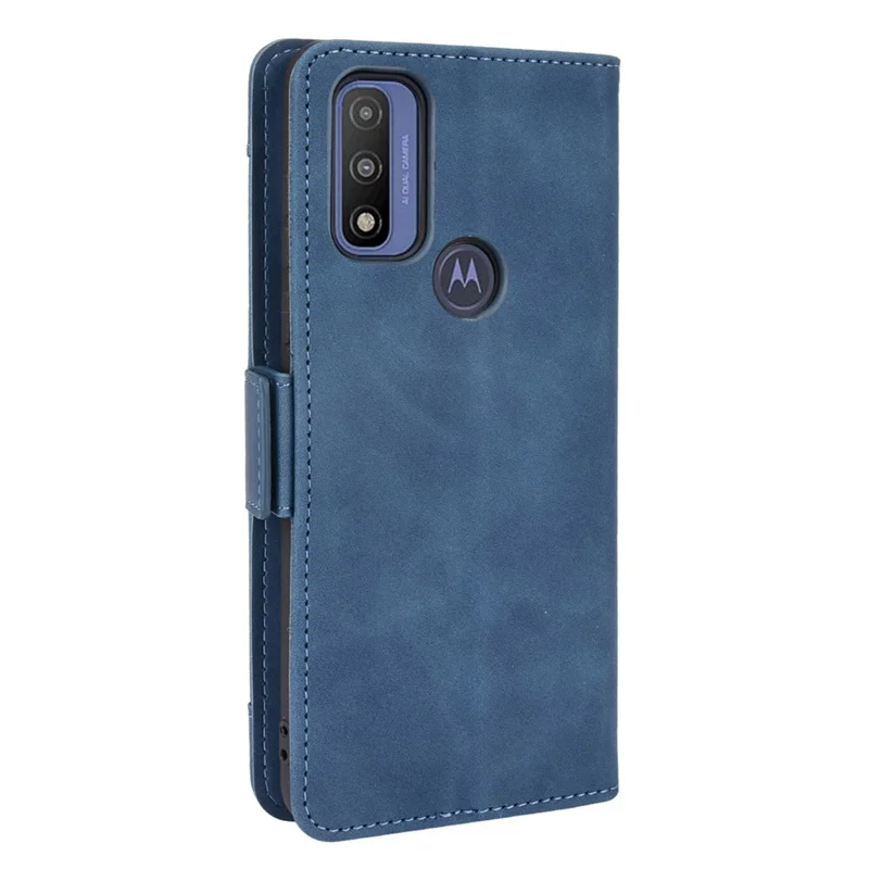 Multiple Card Slot Design PU Leather Wallet Stand Full-Protection Phone Cover Shell for Motorola G Pure - Blue