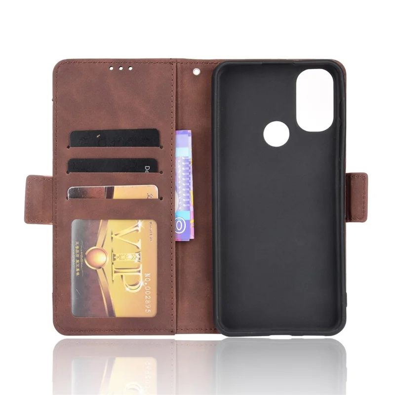 Scratch Resistant Flip Phone Case Multiple Card Slot Design PU Leather Wallet Cover Protector for Motorola Moto E20 - Brown