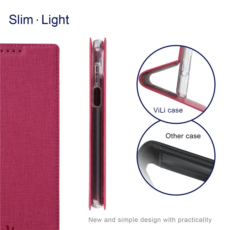 Vili DMX Series PU Leather Magnet Auto Closing Design Cover Shell Con Soporte Para Tarjetas Para Motorola Moto G50 5G - Rosa