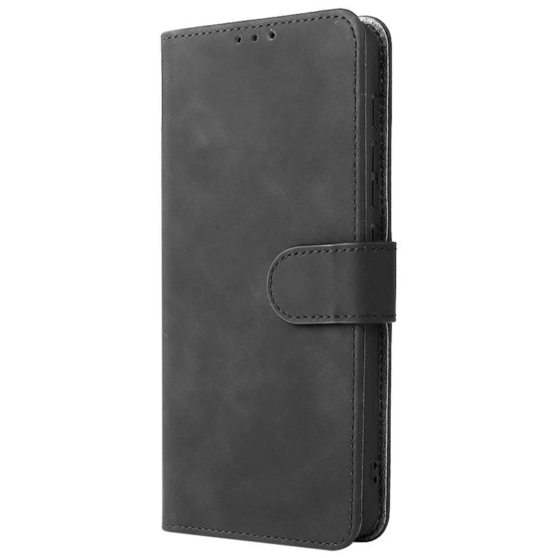 PU Leather Wallet Phone Case Skin-Touch Feeling Flip Stand Cover for Motorola Moto E20 - Black
