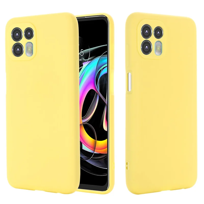 Precise Cutout Soft Liquid Silicone Anti-drop Phone Case Cover with Wrist Strap for Motorola Edge 20 Lite - Yellow