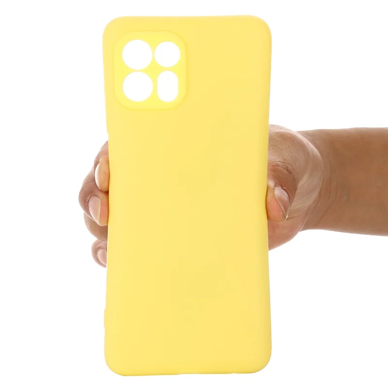 Precise Cutout Soft Liquid Silicone Anti-drop Phone Case Cover with Wrist Strap for Motorola Edge 20 Lite - Yellow