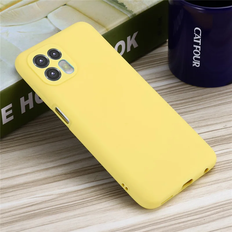 Precise Cutout Soft Liquid Silicone Anti-drop Phone Case Cover with Wrist Strap for Motorola Edge 20 Lite - Yellow