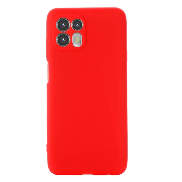 Funda de teléfono de silicona líquida suave con recorte preciso y correa de muñeca para Motorola Edge 20 Lite - Rojo