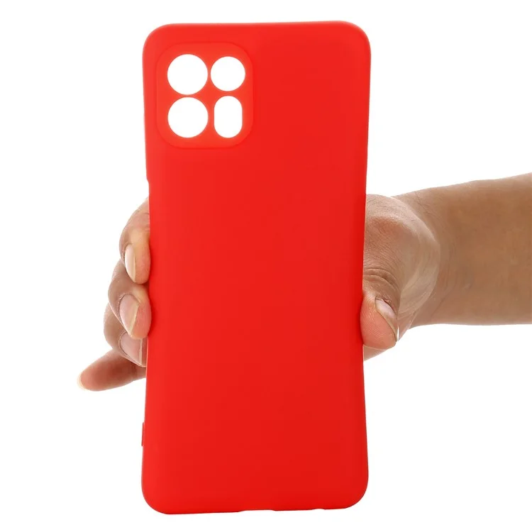Funda de teléfono de silicona líquida suave con recorte preciso y correa de muñeca para Motorola Edge 20 Lite - Rojo