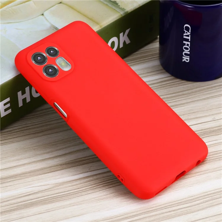 Funda de teléfono de silicona líquida suave con recorte preciso y correa de muñeca para Motorola Edge 20 Lite - Rojo