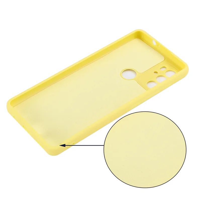 Anti-scratch Soft Liquid Silicone Phone Protective Case Cover with Wrist Strap for Motorola Moto G60S - Yellow