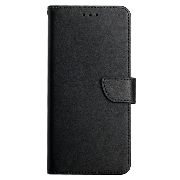 Nappa Texture Genuine Leather Wallet Folio Flip Protective Case with Hands-free Stand for Motorola Moto G9 Plus - Black