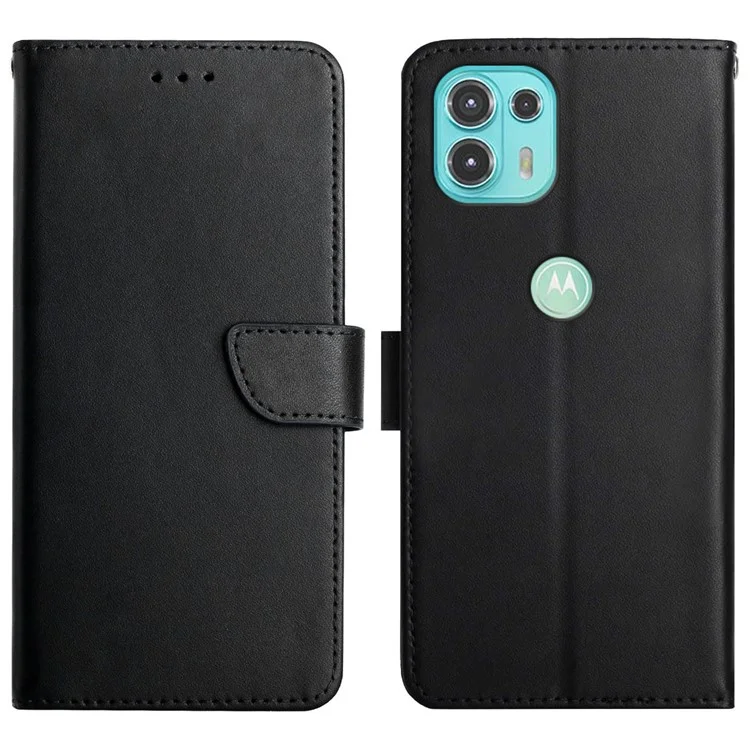 Nappa Textura De Cuero Genuino Anti-gota Protección De La Cartera De La Cartera De La Cartera Para Motorola Edge 20 Lite - Negro
