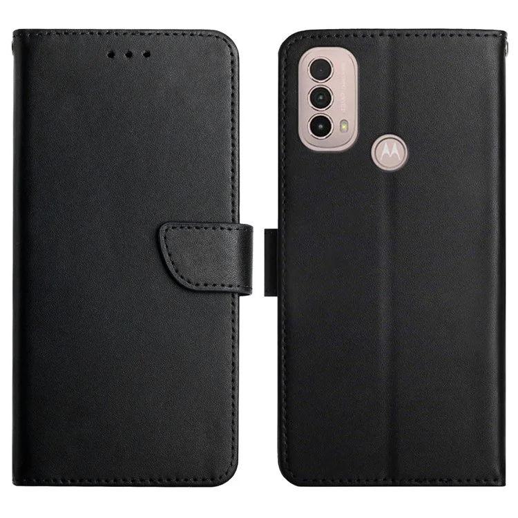 Nappa Texture Telefono Cellulare Shell Genuine Pelle Portafoglio In Pelle Caso Protettivo Per Motorola Moto E20 / E30 / E40 - NERO