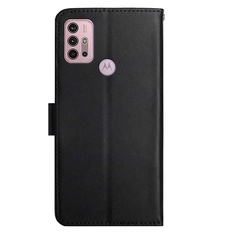 Magnetische Verschlussklappe Echtes Leder Nappa Textur Multifunktionsbrieftasche Stand Ganzkörper Schutzhülle Für Motorola Moto G30 / G20 / G10 - Schwarz