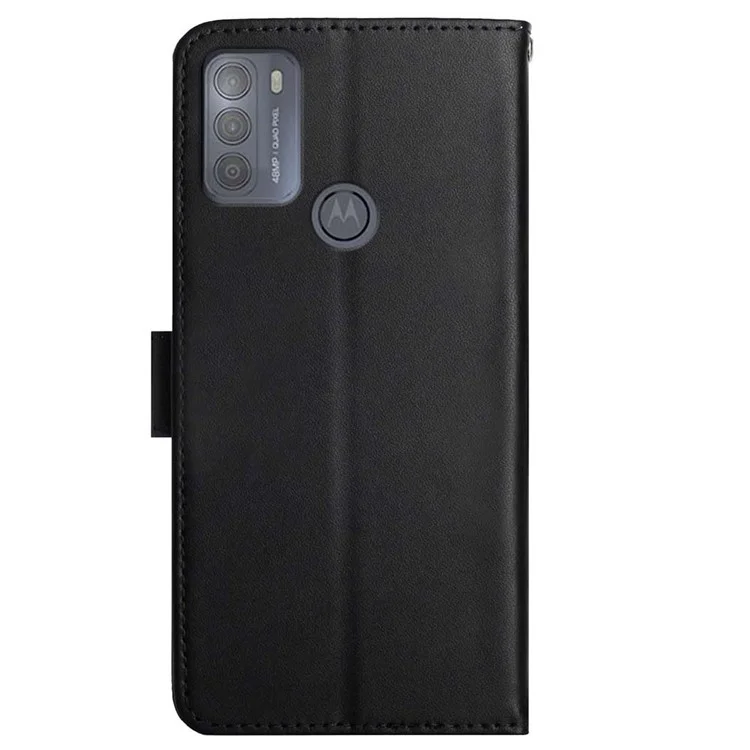 Fonction du Support de Portefeuille en Cuir Authentique Flip Téléphone Texture Nappa Texture Full Body Protective Telephone Case For Motorola Moto G50 - le Noir