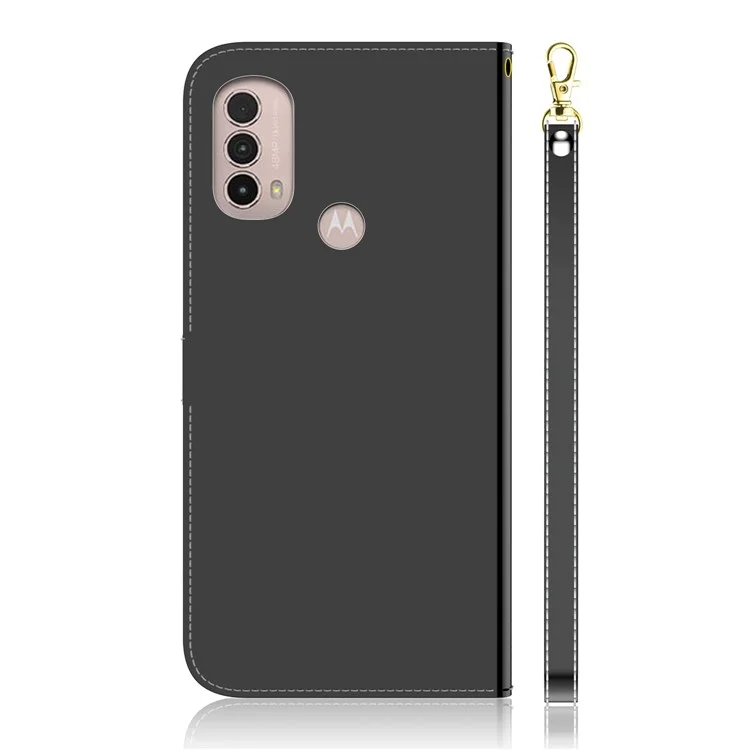 Coueurs PU Premium + Tpu Mirror Sur Une Surface de Surface de Téléphone Handy Téléphone Couvrage du Portefeuille Portefeuille Étui de Téléphone Pour Motorola Moto E40 / E30 / E20 - le Noir
