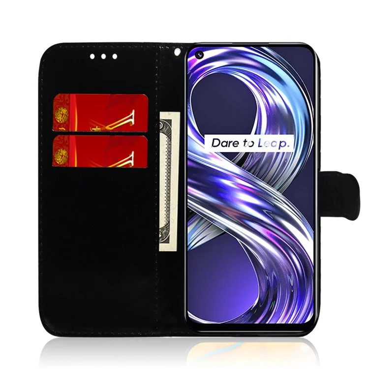 Coueurs PU Premium + Tpu Mirror Sur Une Surface de Surface de Téléphone Handy Téléphone Couvrage du Portefeuille Portefeuille Étui de Téléphone Pour Motorola Moto E40 / E30 / E20 - le Noir
