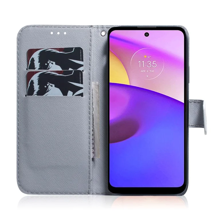 Custodia in pelle PU con chiusura magnetica, stampa a motivo, supporto per Motorola Moto E20 / E30 / E40 - Fiore d'Albicocca