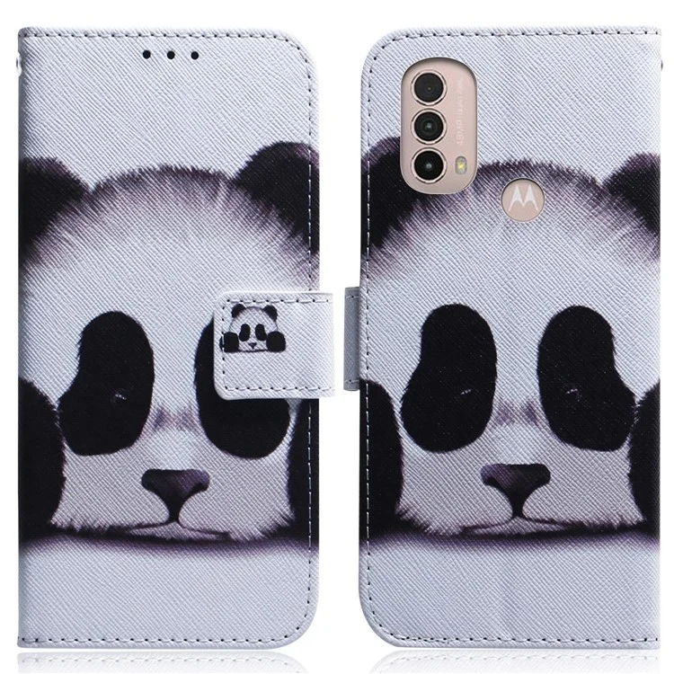 Muster Druckmagnetverschluss PU Leder Hülle Wallet Weiche TPU Innere Telefonabdeckung Für Motorola Moto E20 / E30 / E40 - Panda