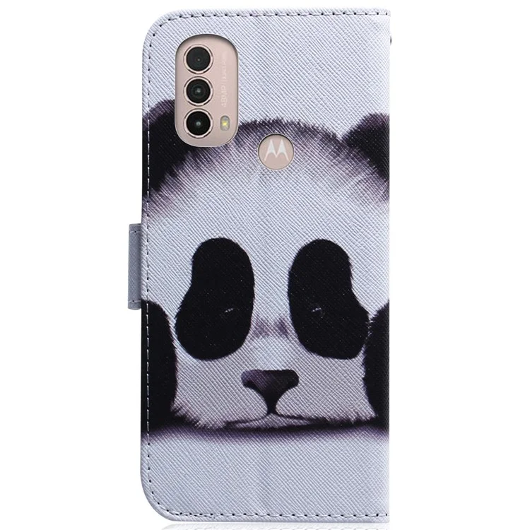 Modèle Impression de Fermeture Magnétique PU Cuir de Support de Support Soft TPU TPU Téléphone Intérieur Couverture Pour Motorola Moto E20 / E30 / E40 - Panda