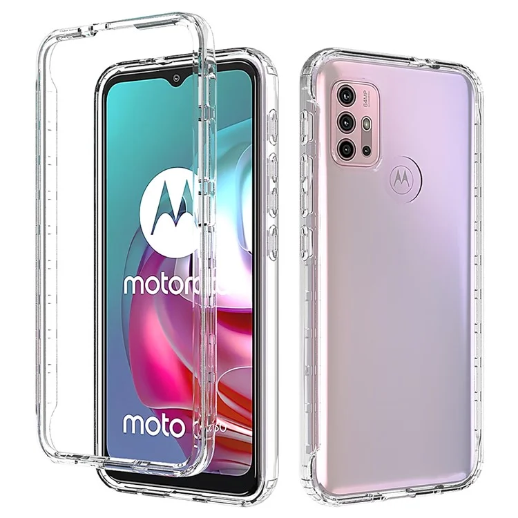 Для Motorola Moto G30 Съемный 2-I В-1 Градиент Gradient Color Case Хорошо Охраняемый Четкий TPU + PC Phone Cover - Прозрачный
