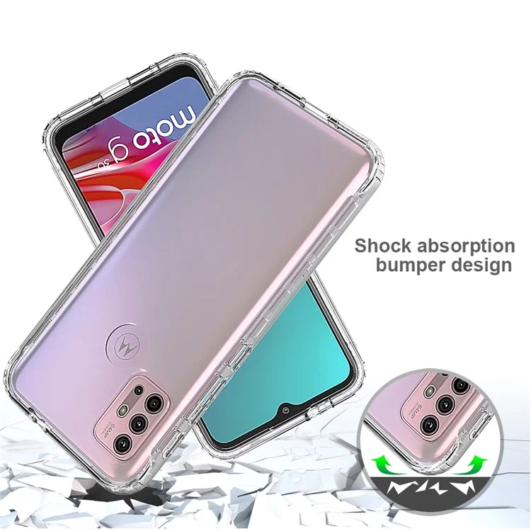 Для Motorola Moto G30 Съемный 2-I В-1 Градиент Gradient Color Case Хорошо Охраняемый Четкий TPU + PC Phone Cover - Прозрачный