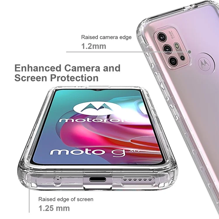 Для Motorola Moto G30 Съемный 2-I В-1 Градиент Gradient Color Case Хорошо Охраняемый Четкий TPU + PC Phone Cover - Прозрачный
