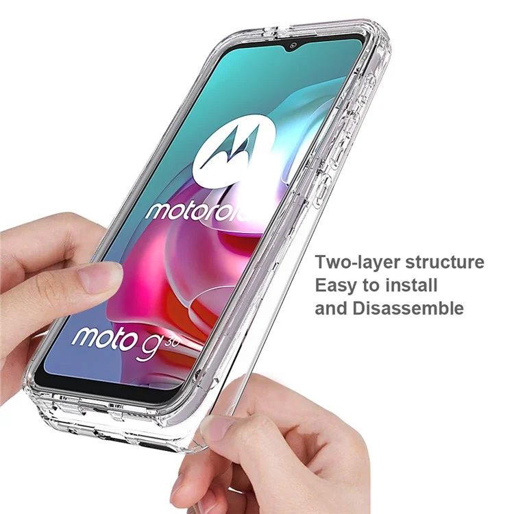 Для Motorola Moto G30 Съемный 2-I В-1 Градиент Gradient Color Case Хорошо Охраняемый Четкий TPU + PC Phone Cover - Прозрачный
