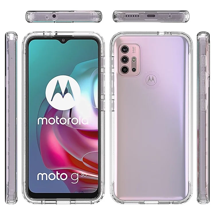 Для Motorola Moto G30 Съемный 2-I В-1 Градиент Gradient Color Case Хорошо Охраняемый Четкий TPU + PC Phone Cover - Прозрачный