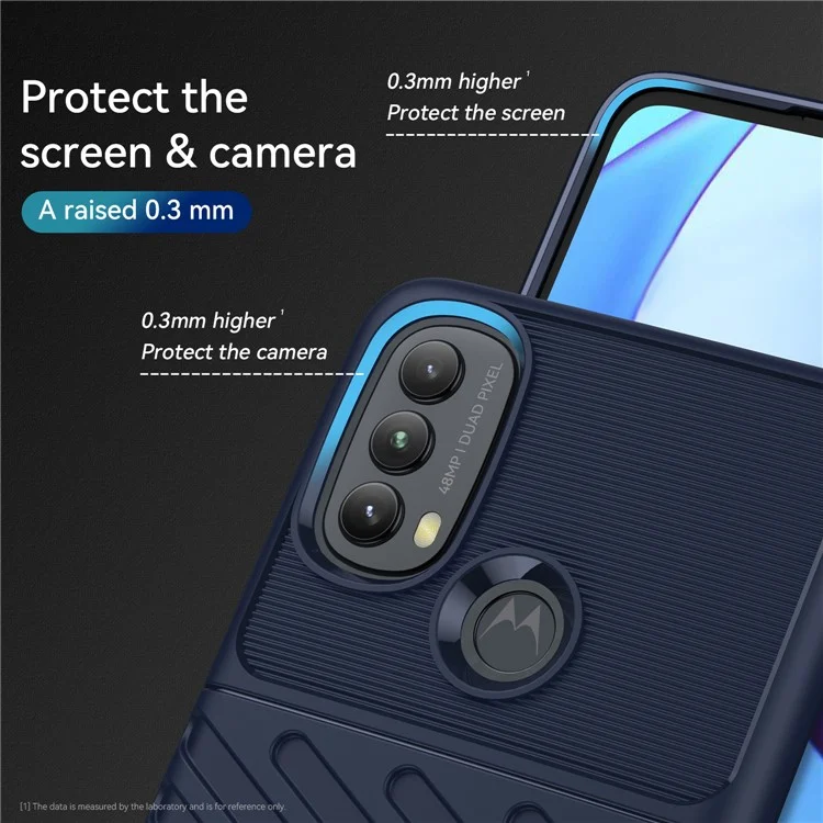 Funda de teléfono con textura de tela tipo trueno, engrosada, suave y flexible, resistente a los arañazos, para Motorola Moto E20 / E30 / E40 - Azul