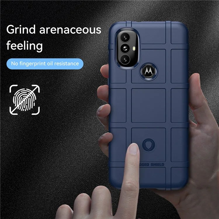Rugged Square Grid Design Thickened TPU Cushion Shockproof Phone Case for Motorola Moto G Power (2022) / G Play (2023) 4G - Blue