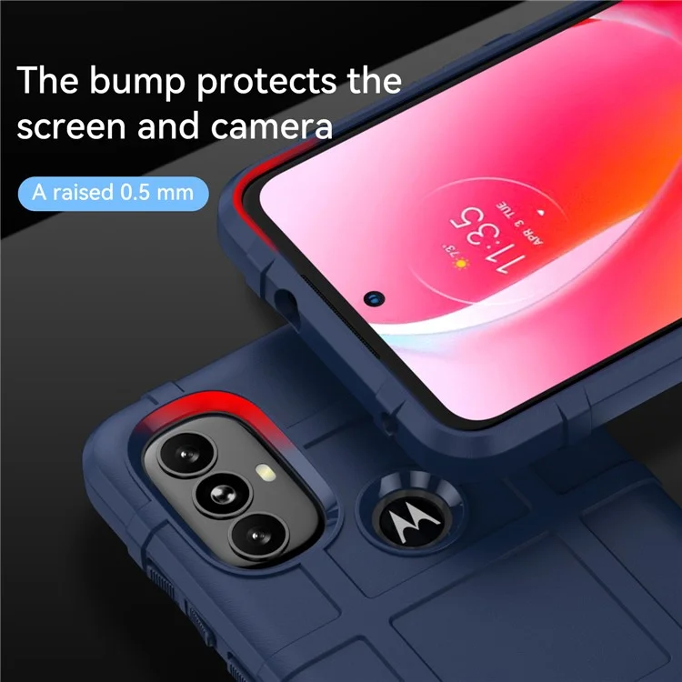 Rugged Square Grid Design Thickened TPU Cushion Shockproof Phone Case for Motorola Moto G Power (2022) / G Play (2023) 4G - Blue