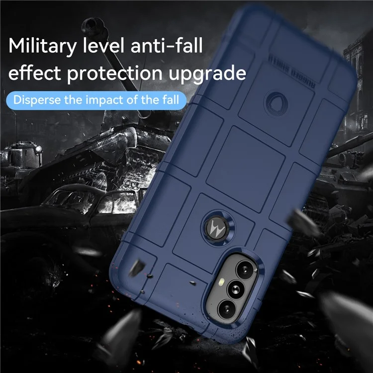 Rugged Square Grid Design Thickened TPU Cushion Shockproof Phone Case for Motorola Moto G Power (2022) / G Play (2023) 4G - Blue