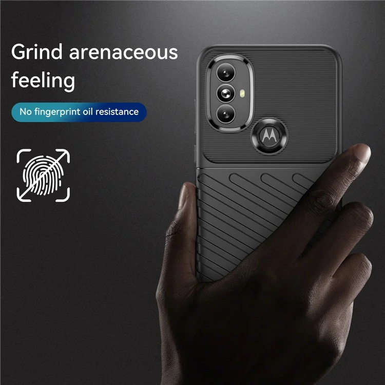 Thunder Series Drop Protection Twill Texture Thickened TPU Shockproof Phone Cover for Motorola Moto G Power (2022) / G Play (2023) 4G - Preto