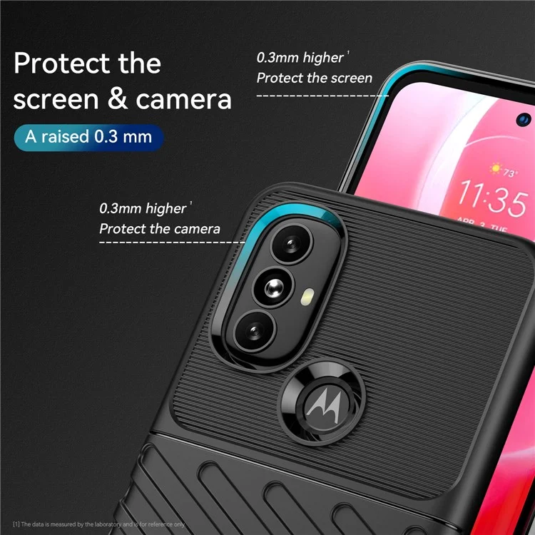 Thunder Series Drop Protection Twill Texture Thickened TPU Shockproof Phone Cover for Motorola Moto G Power (2022) / G Play (2023) 4G - Preto