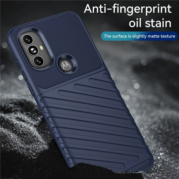 Thunder Series Drop Protection Twill Texture Thickened TPU Shockproof Phone Cover for Motorola Moto G Power (2022) / G Play (2023) 4G - Blue